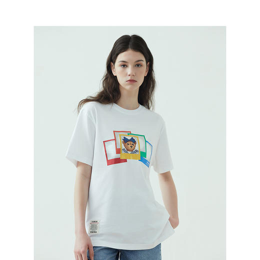 TeenieWeenie小熊2022夏季新款宽松显瘦白色短袖T恤TTRA222407P 商品图3