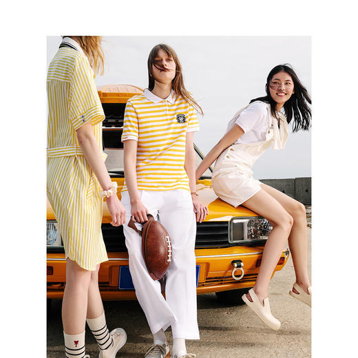 TeenieWeenie小熊2022年春季新款直筒T恤青春条纹流行休闲短袖女TTHS222404P 商品图1