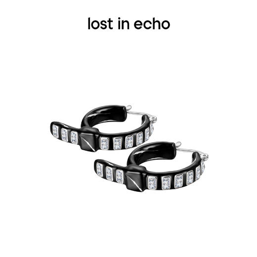 lost in echo 设计感轻奢小众珐琅扣带镶嵌锆石耳钉 商品图4