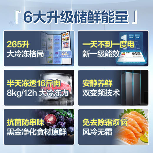 【大冷冻室巨能囤】海尔冰箱双开门515升对开门家用双门一级能效双变频超薄大容量风冷无霜节能电冰箱 一级变频丨黑金净化 巨能冻系列 商品图1