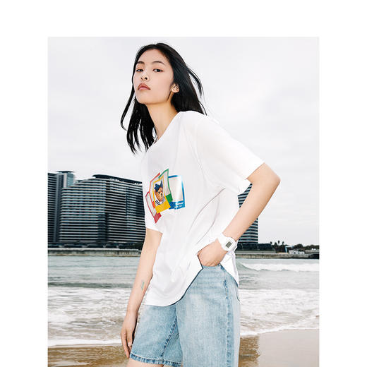 TeenieWeenie小熊2022夏季新款宽松显瘦白色短袖T恤TTRA222407P 商品图1