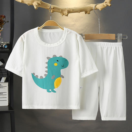 家居服套装七分袖男女宝宝睡衣夏季冰丝空调服套装 商品图2