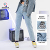 MISHKA大眼球潮牌2022春夏新品KA爷熊刺绣女士宽松直筒牛仔裤长裤M21100912W 商品缩略图0