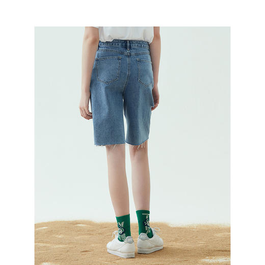 TeenieWeenie小熊2022夏季新款破洞五分裤牛仔裤短裤TTTF222403P 商品图4