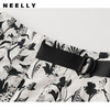 NEELLY纳俪商场同款夏季黑白印花半身裙女收腰系带A字裙百搭通勤N23044E04404 商品缩略图1