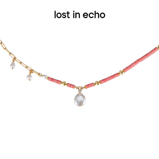 lost in echo 设计感小众天然彩石不对称拼接珍珠项链 商品图1
