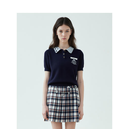 TeenieWeenie小熊2022夏季新款女装绣花针织衫POLO领短袖T恤TTKW222401P 商品图2