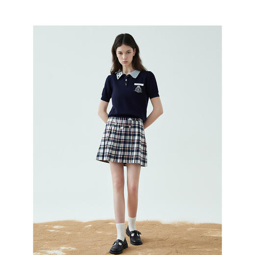 TeenieWeenie小熊2022夏季新款女装绣花针织衫POLO领短袖T恤TTKW222401P 商品图3