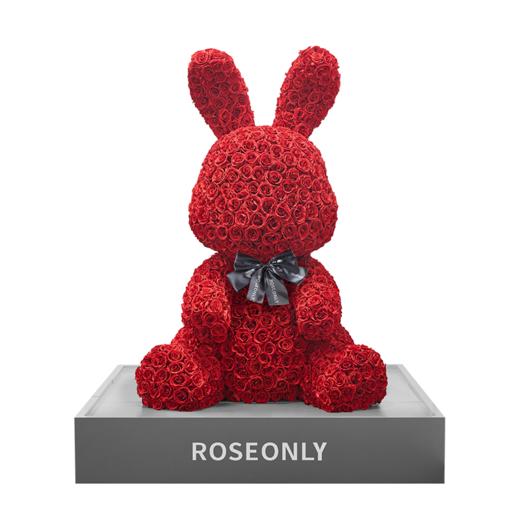 【告白神器】ROSEONLY诺誓 高端定制 永生玫瑰 玫瑰兔公仔 定制版 玫瑰兔 20cm 30cm 60cm 120cm 红色 白色 粉色 送爱人女友礼物 商品图6