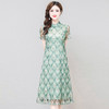 WE-TYH22P062 改良版旗袍裙子2022夏季新款修身短袖高档洋气印花连衣裙女中长款 商品缩略图1