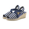 西班牙原产手工制作时尚轻便超舒适女款草编鞋 302LP-深蓝色米色条纹 商品缩略图3