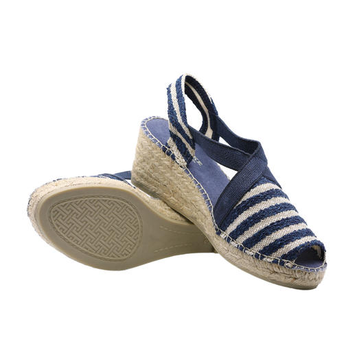 西班牙原产手工制作时尚轻便超舒适女款草编鞋 302LP-深蓝色米色条纹 商品图4