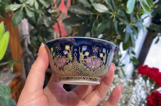 【内青花宝相花外霁蓝描金单杯】 商品图0