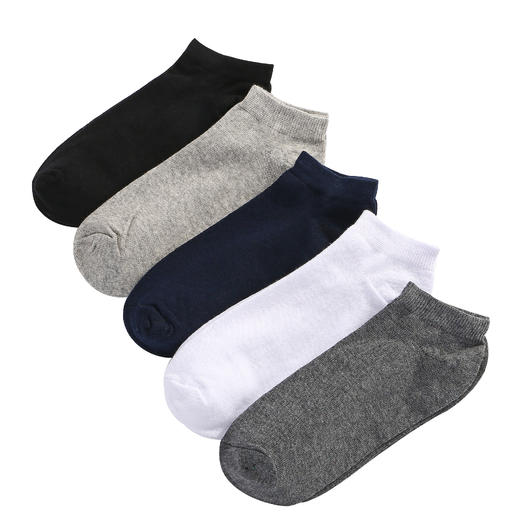 【服饰鞋包】-男袜船袜四季款中筒袜短袜纯色商务全棉袜子男 5双盒装 商品图0