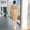 IWY/卡其连衣裙时尚气质女神范美容院工作服女夏季艺考播音主持人正装 Q710 商品缩略图3