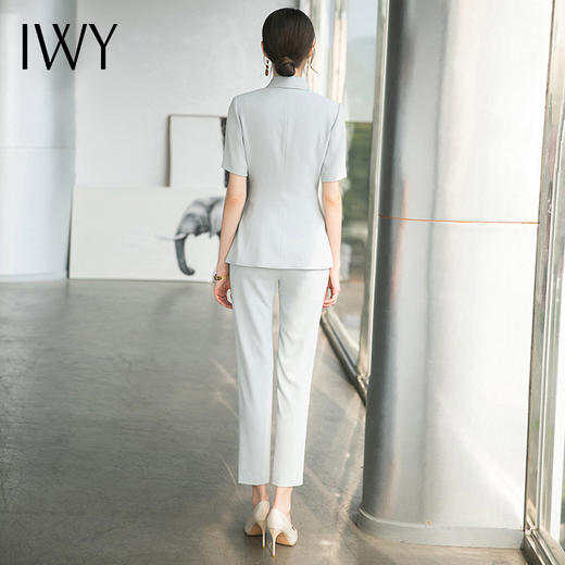 IWY/夏季浅蓝高级职业套装女短袖时尚酒店经理工作服商务西装套裤 CP1540 商品图3