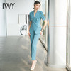 IWY/洋气职业套装女蓝绿色夏季短袖高级感工装时尚气质西装工作服 CP1539 商品缩略图2