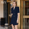 IWY/短袖藏青色连衣裙西装裙修身显瘦商务气质职业OL职场工装正装Q11255 商品缩略图0
