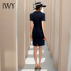 IWY/藏青色工作服高端短袖夏季职业装连衣裙女假两件售楼部工作服 Q731 商品缩略图3