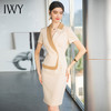 IWY/杏色短袖正装连衣裙女士夏季主持人名媛气质职业套装美容院工作服 Q708 商品缩略图4