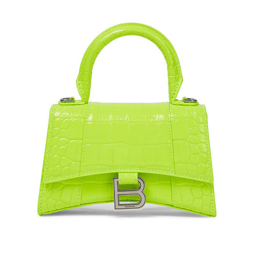 BALENCIAGA 巴黎世家 女士 Hourglass系列 沙漏包半亮鳄鱼压纹小牛皮手提包 绿色 592833 2UDHY 7206 商品图0
