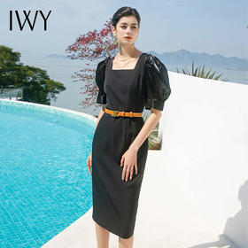 IWY法式小众设计收腰显瘦ol名媛时尚小黑裙