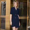 IWY/短袖藏青色连衣裙西装裙修身显瘦商务气质职业OL职场工装正装Q11255 商品缩略图4