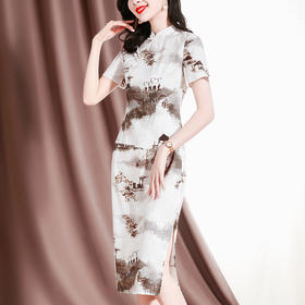复古优雅，新款印花旗袍短袖连衣裙SM-82297133