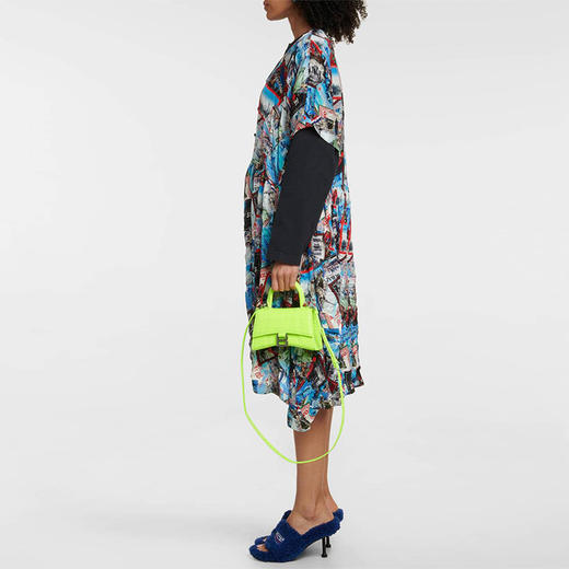 BALENCIAGA 巴黎世家 女士 Hourglass系列 沙漏包半亮鳄鱼压纹小牛皮手提包 绿色 592833 2UDHY 7206 商品图3
