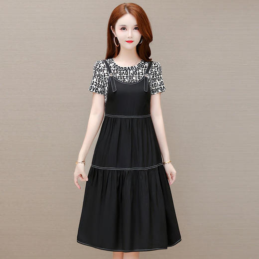 YWE LW22A072时尚假两件套装连衣裙碎花气质减龄a字裙【优】 商品图2