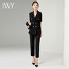IWY/黑色职业套装女夏季西服OL正装薄款短袖气质双排扣售楼部工服C11231+P10409 商品缩略图2