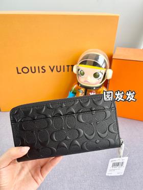 COACH/蔻驰男士长款钱包浮雕黑色