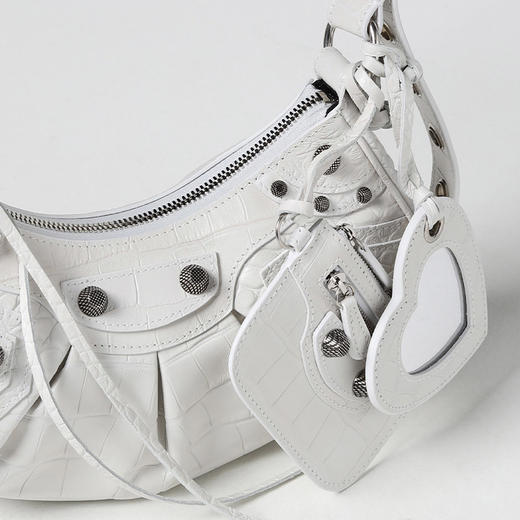 BALENCIAGA 巴黎世家 女士 LE CAGOLE系列 小牛皮鳄鱼纹斜挎单肩包 白色 671309 23EBY 9016 商品图2