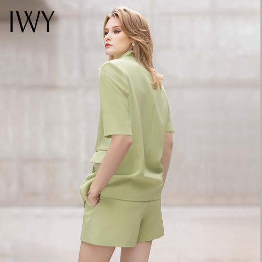 IWY/短袖西装短裤套装牛油果绿色时尚气质正装女夏季高级感工作服C12221+P52106 商品图3