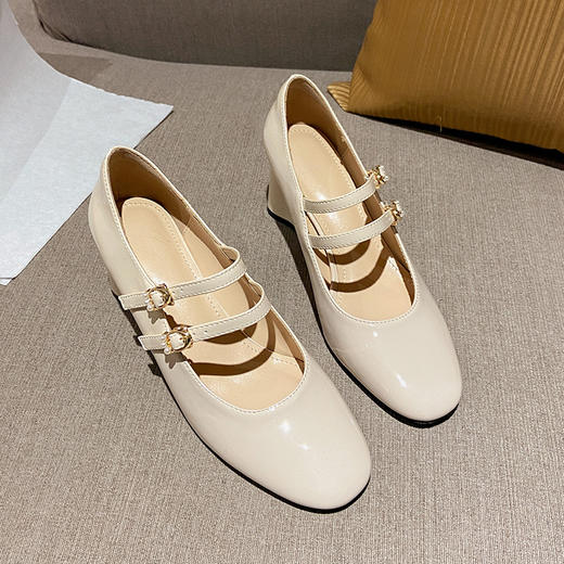 真皮玛丽珍高跟鞋浅口单鞋粗跟圆头 DJ玛丽珍鞋 商品图7