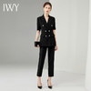 IWY/黑色职业套装女夏季西服OL正装薄款短袖气质双排扣售楼部工服C11231+P10409 商品缩略图1