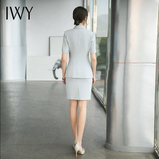 IWY/浅蓝色西装外套女夏季空姐职业套装女短袖气质前台接待工作服 CS1540 商品图3