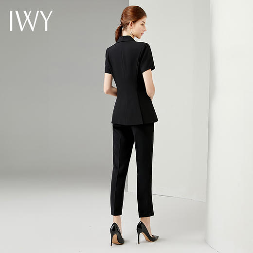 IWY/职业套装女夏季西服时尚黑色正装薄款短袖西装气质售楼部工作服C10220+P10409 商品图3