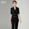 IWY/黑色职业套装女夏季西服OL正装薄款短袖气质双排扣售楼部工服C11231+P10409 商品缩略图4