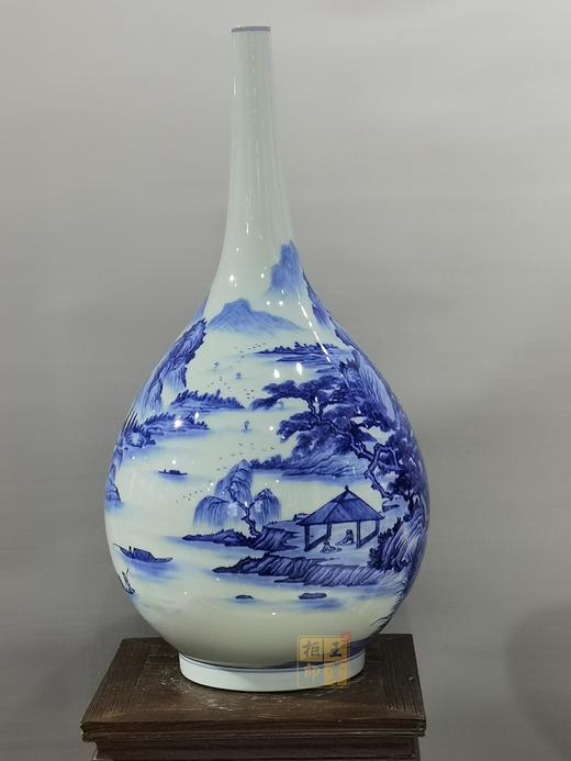 柴窑青花富春山居图山水胆瓶 商品图0