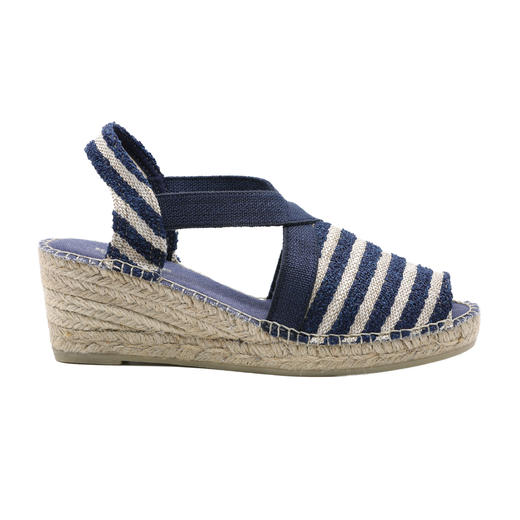 西班牙原产手工制作时尚轻便超舒适女款草编鞋 302LP-深蓝色米色条纹 商品图0