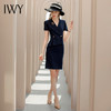 IWY/藏青色工作服高端短袖夏季职业装连衣裙女假两件售楼部工作服 Q731 商品缩略图0