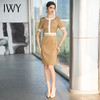 IWY/卡其连衣裙时尚气质女神范美容院工作服女夏季艺考播音主持人正装 Q710 商品缩略图0