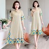 时尚舒适民族风，改良旗袍定位花仿真丝大码连衣裙HR-YYG82716 商品缩略图2