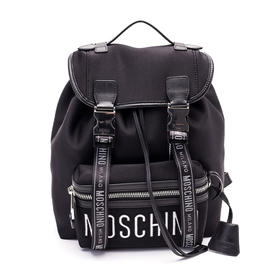 MOSCHINO 莫斯奇诺 女士字母印花双肩包 黑色 7615 8206 3555