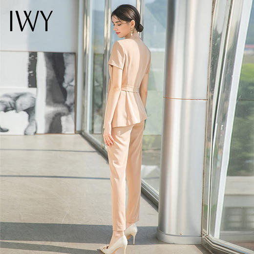 IWY/卡其色职业西服套装女夏季设计感短袖工服时尚气质收腰西装正装OL CP1545 商品图3