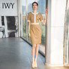 IWY/卡其连衣裙时尚气质女神范美容院工作服女夏季艺考播音主持人正装 Q710 商品缩略图1