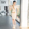 IWY/杏色短袖正装连衣裙女士夏季主持人名媛气质职业套装美容院工作服 Q708 商品缩略图1