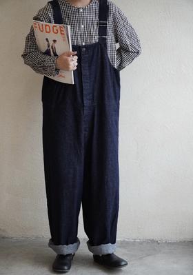 ORDINARY FITS 蓝色/蓝黑深色牛仔背带休闲裤