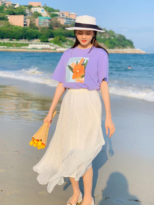 【百图lulu定制】【彩云半身裙】闪光皱 三层 轻薄网纱 不规则裙摆 半身裙 商品图5